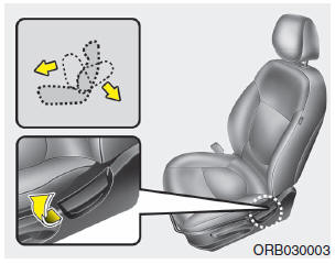 Hyundai Accent: Front seat. Seatback angle