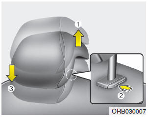 Hyundai Accent: Rear seat. Adjusting the height up and down