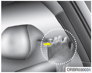 Hyundai Accent: Rear seat. 5. To use the rear seat, lift and pull the seatback backward. Push the seatback