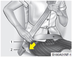 Hyundai Accent: Seat belt restraint system. Seat belt - Driver's 3-point system with emergency locking retractor