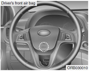 Hyundai Accent: Driver's and passenger's front air bag. Your vehicle is equipped with an Advanced Supplemental Restraint (Air Bag) System
