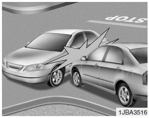 Hyundai Accent: Curtain air bag. Front air bags may not inflate in side impact collisions, because occupants move
