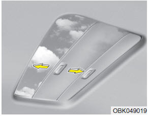 Hyundai Accent: Sunshade. The sunshade will be opened with the glass panel automatically when the glass