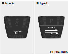 Hyundai Accent: Gauges. Instant fuel consumption (l/100 km or MPG)