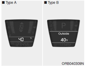 Hyundai Accent: Gauges. Outside thermometer (if equipped)