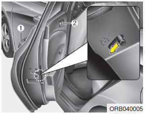 Hyundai Accent: Child-protector rear door lock. The child safety lock is provided to help prevent children from accidentally