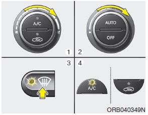 Hyundai Accent: Automatic climate control system. To defrost outside windshield