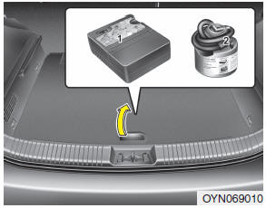 Hyundai Accent: If you have a flat tire (with tire mobility kit). For safe operation, carefully read and follow the instructions in this manual