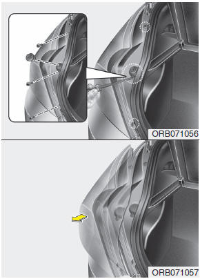 Hyundai Accent: Rear combination light bulb replacement (5 Door). 1. Open the tailgate.