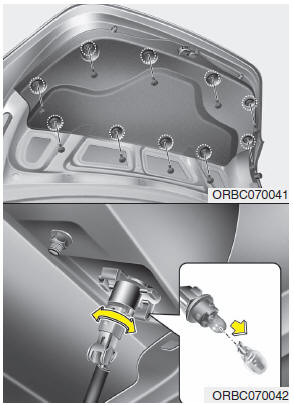 Hyundai Accent: License plate light bulb replacement. 4 Door