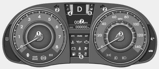 Hyundai Accent: Instrument cluster Hyundai Accent: Instrument cluster. Type B